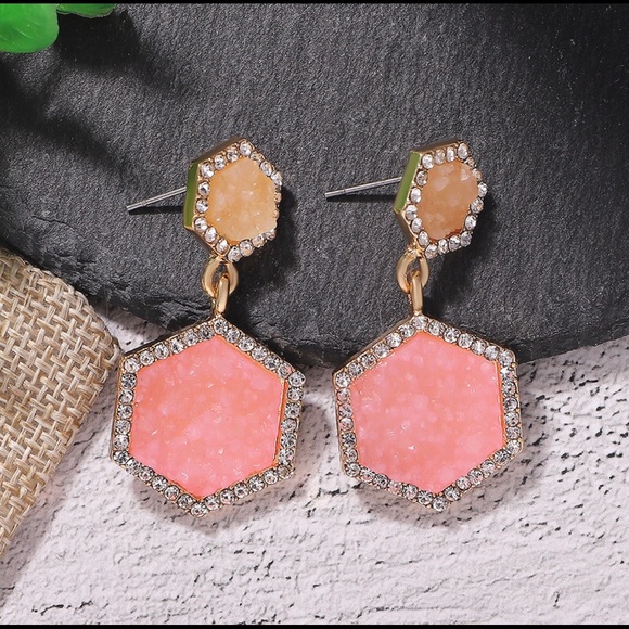 GeoSparkle Dangly Earrings - Pastel - Picture 7 of 7